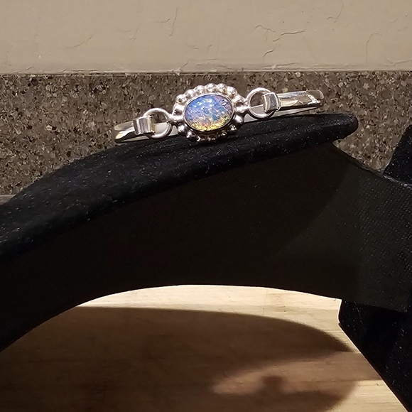 Vintage Sterling Taxco Foil Opal Bracelet - Picture 4 of 6